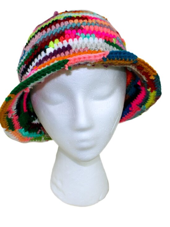 NWT Handmade Crochet Bucket Hat Adult Colorful Festival Summer Bold Rave Y2k